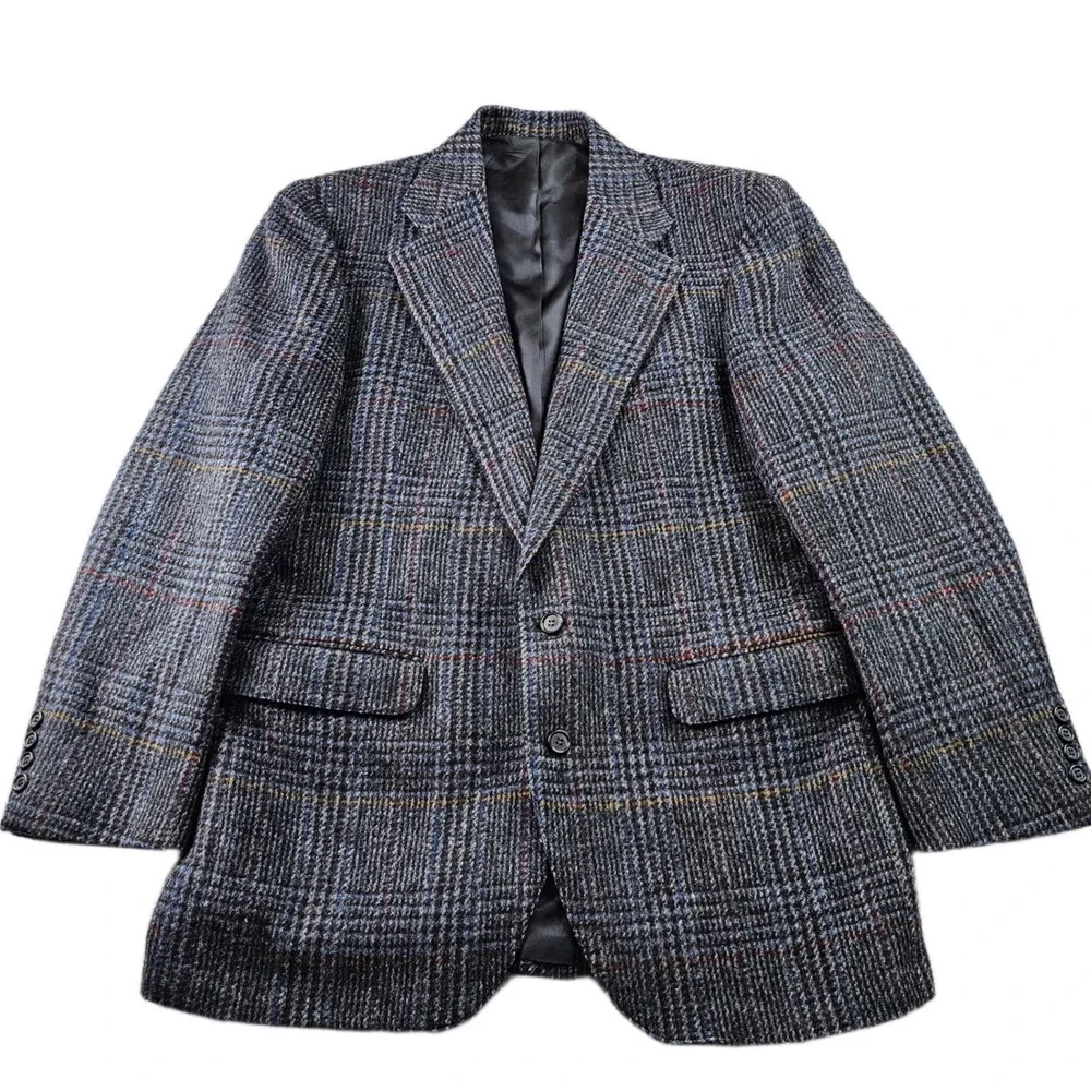 Brassard Blazer Jacket Men's Colorful‎ Plaid Tweed Notch Lapel Single Breasted